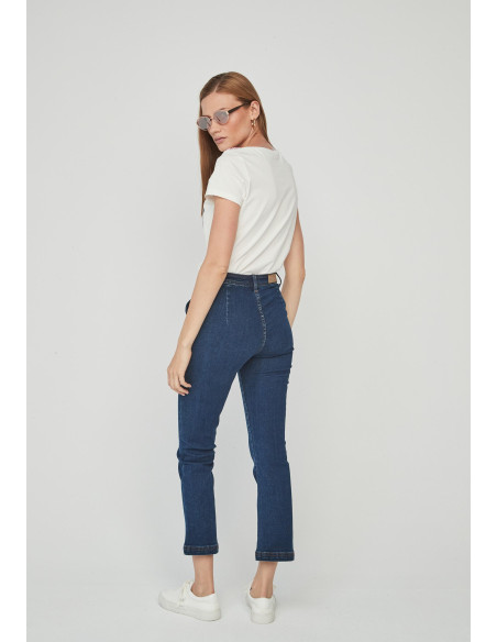 Jeans crop botones