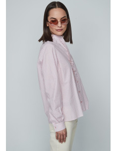 Blusa volante rayas rosa 2