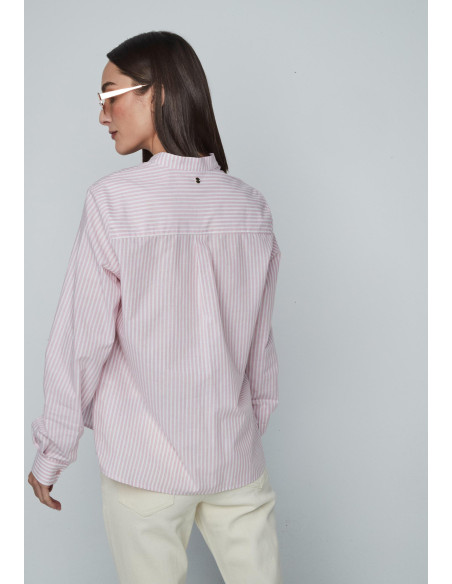 Blusa volante rayas rosa