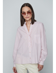 Blusa volante rayas rosa