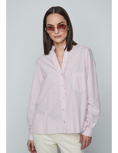 Blusa volante rayas rosa