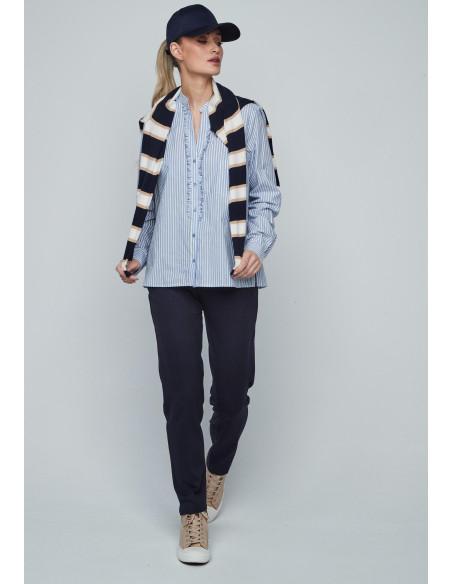 Blusa volante rayas azul