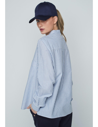 Blusa volante rayas azul