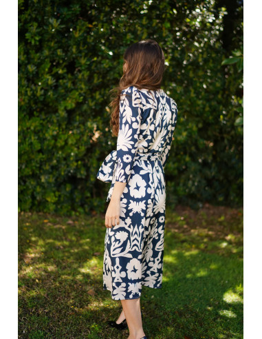 Vestido cruzado estampado