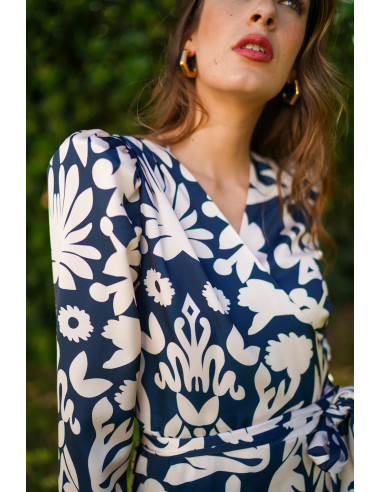 Vestido cruzado estampado