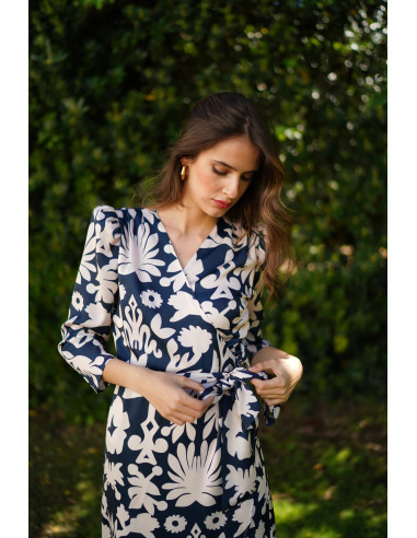 Vestido cruzado estampado