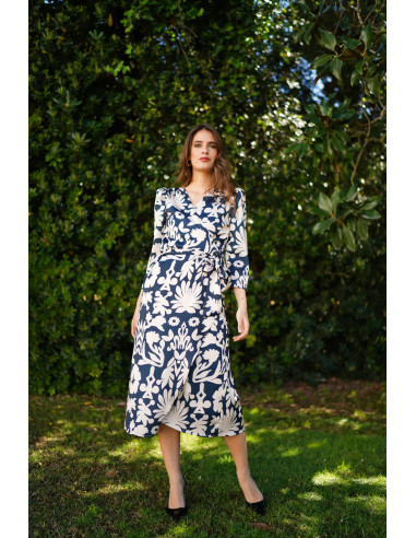 Vestido cruzado estampado