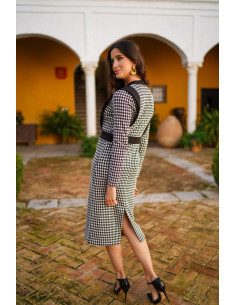 Vestido bicolor estampado