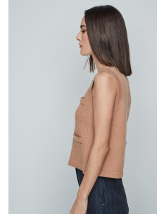 Chaleco bolsillos camel 2