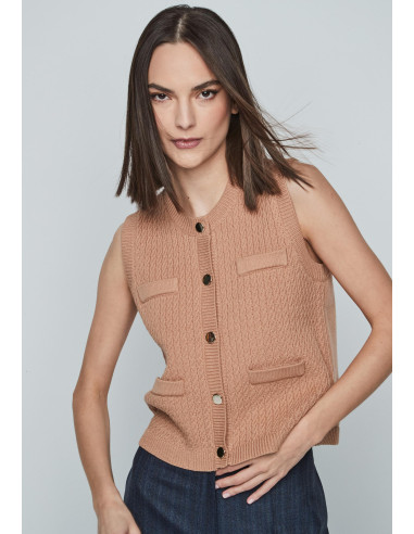Chaleco bolsillos camel