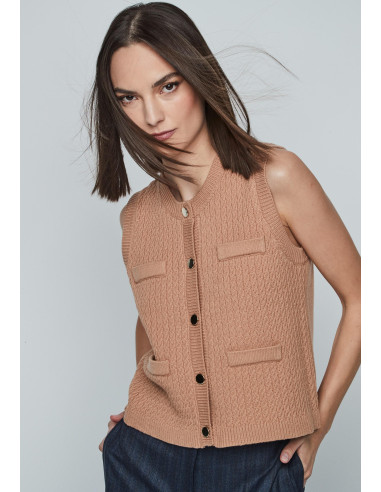 Chaleco bolsillos camel