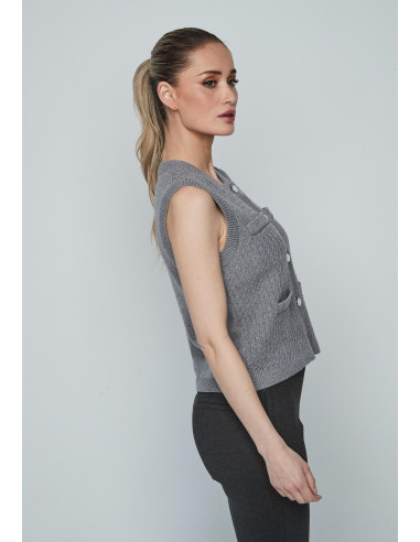 Chaleco bolsillos gris