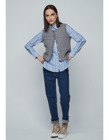 Chaleco bolsillos gris