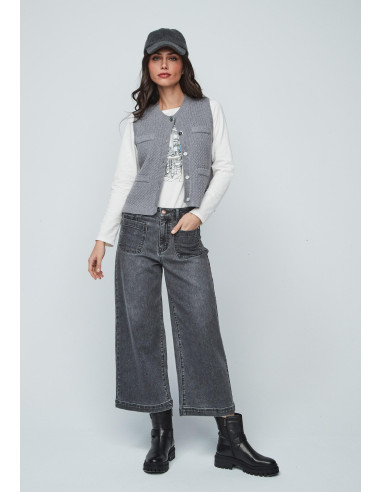 Chaleco bolsillos gris