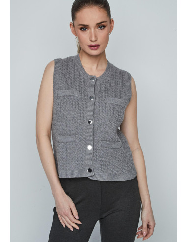 Chaleco bolsillos gris