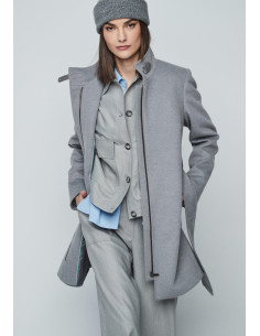 Abrigo corto cinturón gris 2