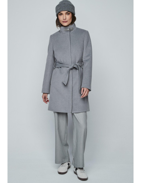Abrigo corto cinturón gris