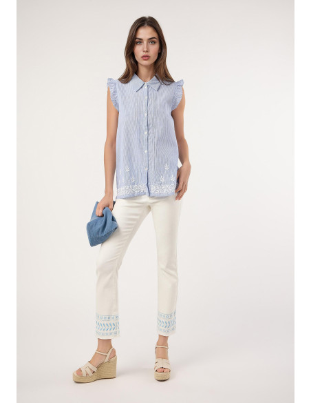 Pantalón crop bordado