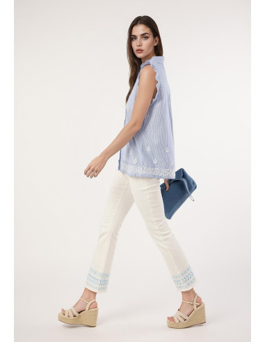 Pantalón crop bordado