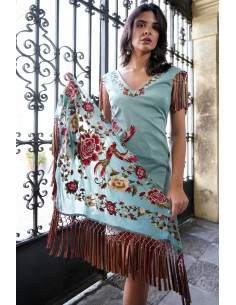Mantón flamenco verde