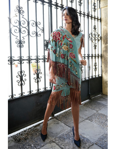 Mantón flamenco verde