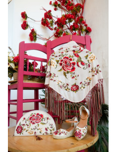 Mantón flamenco marfil