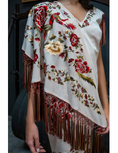 Mantón flamenco marfil 2