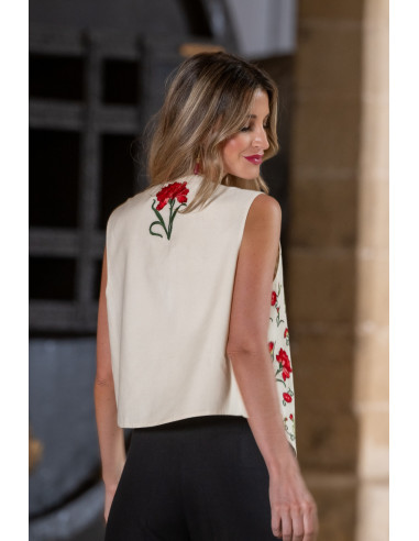 Chaleco claveles beige
