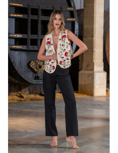 Chaleco claveles beige