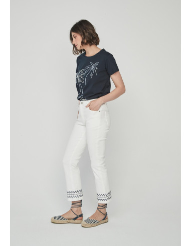 Pantalón crop bordado