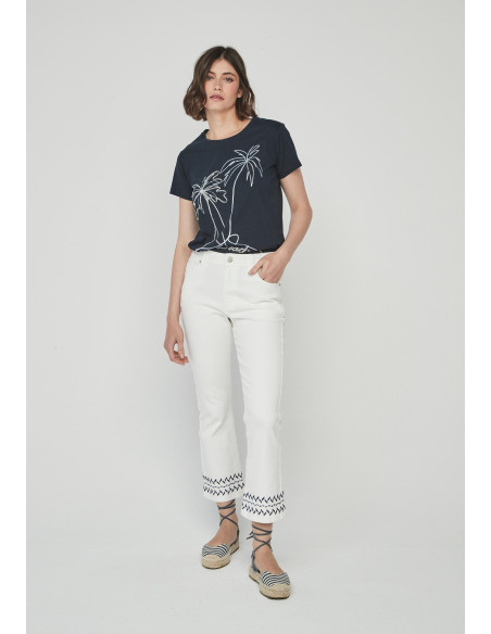 Pantalón crop bordado