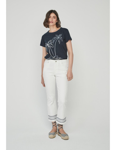 Pantalón crop bordado