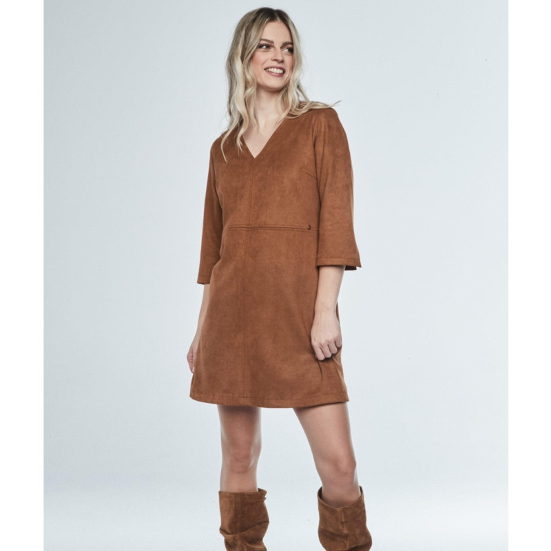 Vestido antelina camel