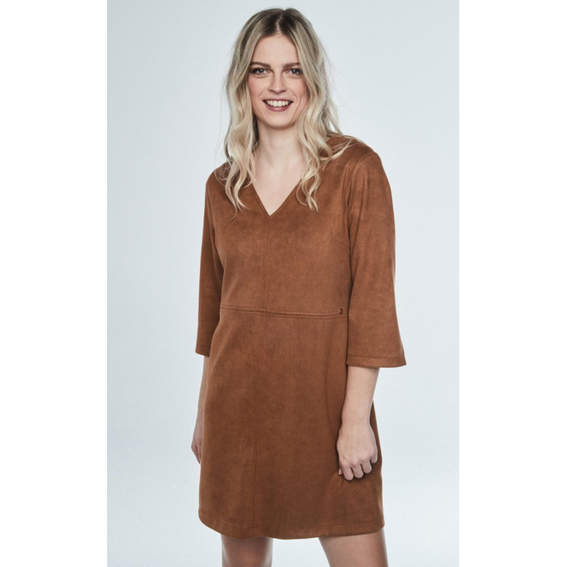 Vestido antelina camel