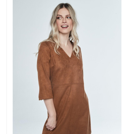 Vestido antelina camel