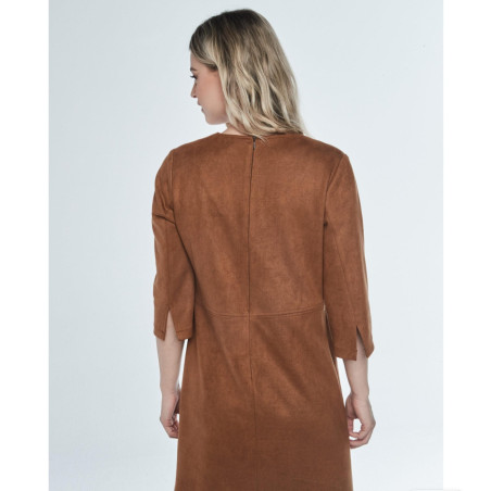 Vestido antelina camel