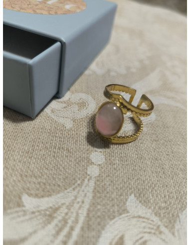 Anillo cuarzo rosa