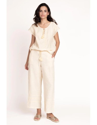 Pantalón recto de lino